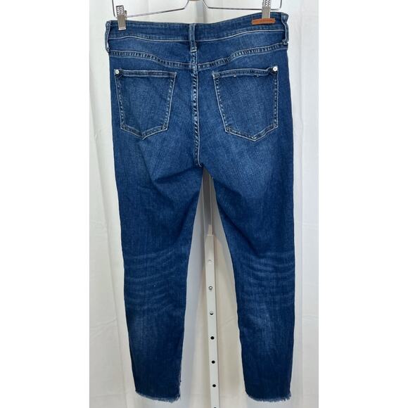 PILCRO Anthropologie Step Hem Skinny Ankle Jeans Mid Rise 5 Pocket Blue EST S - Picture 2 of 10